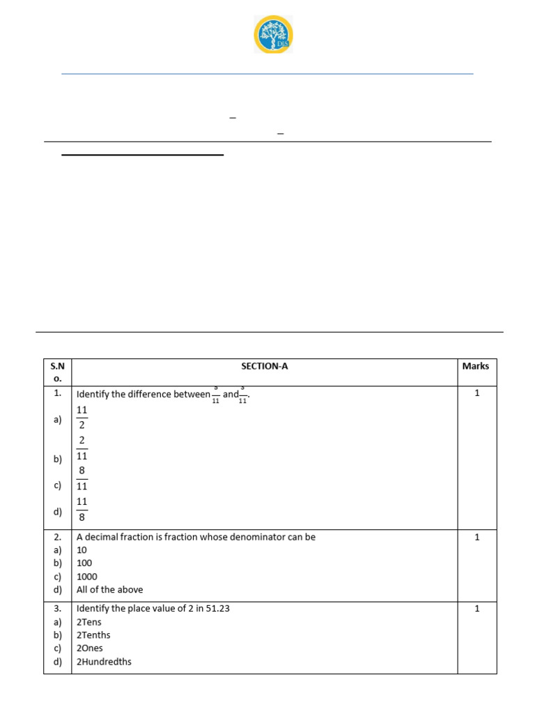 CL 4 Sample Math Paper Annual 1 | PDF | Elementary Geometry | Euclidean ...