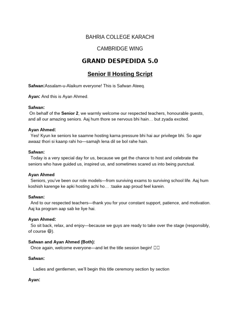 Senior II Hosting Script-1 | PDF | Psychology | Cognitive Psychology
