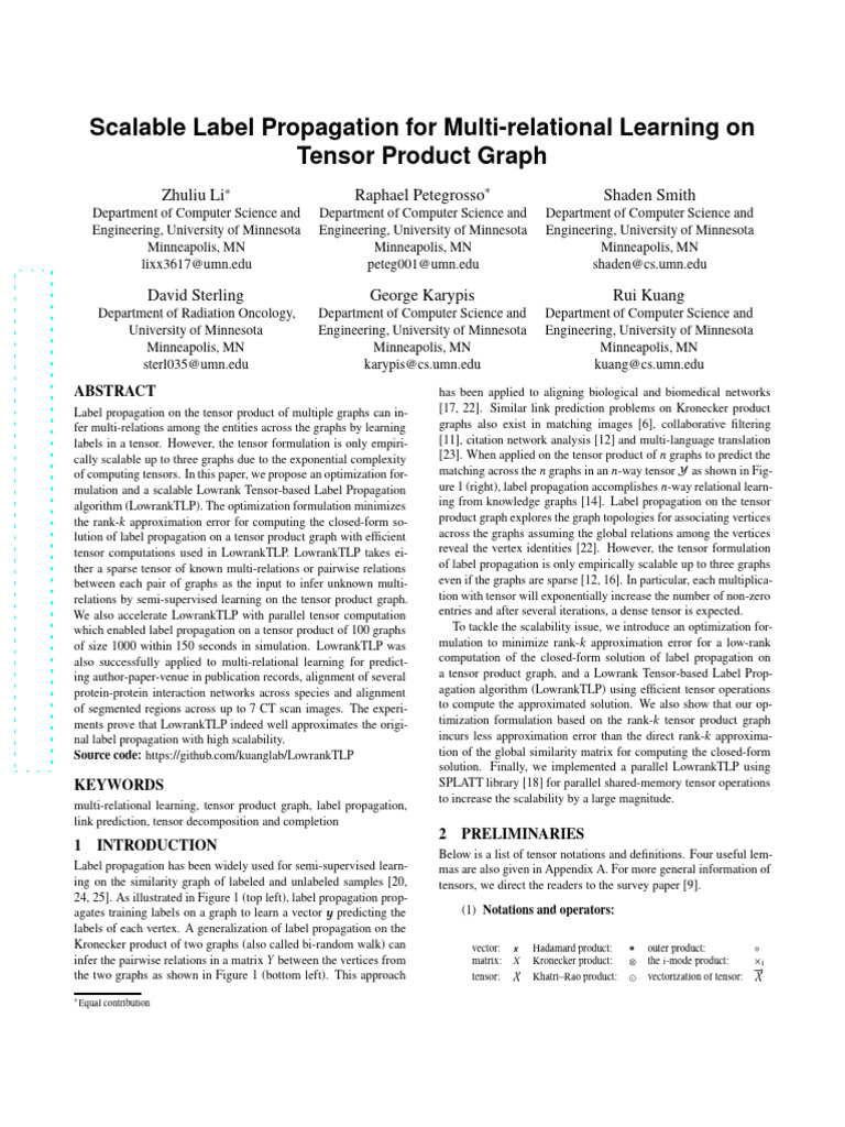 Scalable Label Propagation For Multi-Relational Learning On Tensor ...