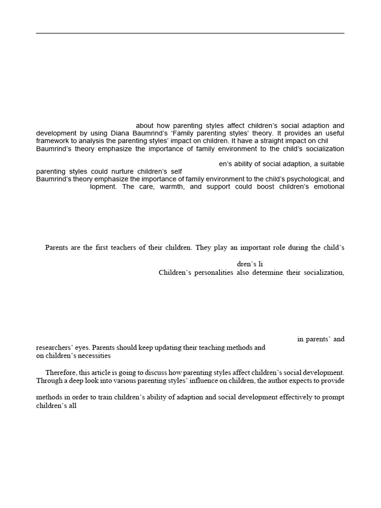 Jiawen - The Impact of Parenting Styles On Childrens Socia | PDF ...