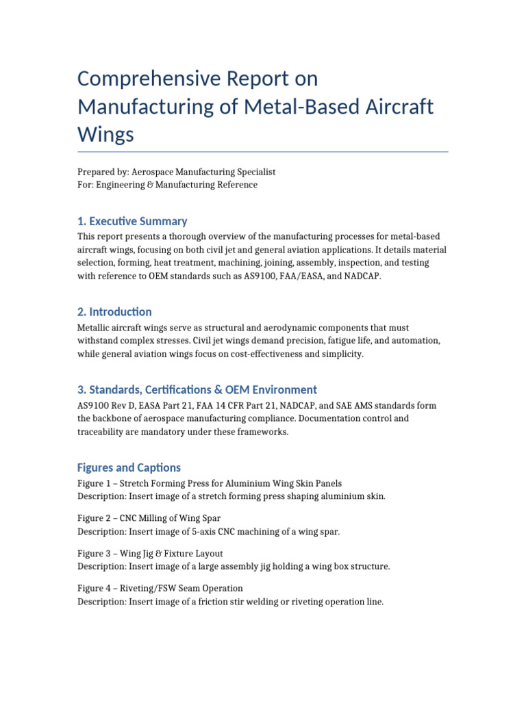 OEM Wing Manufacturing Report Template | PDF