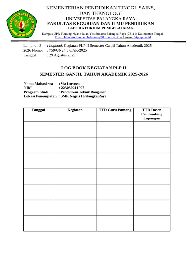 Format Kartu Bimbingan PLP | PDF