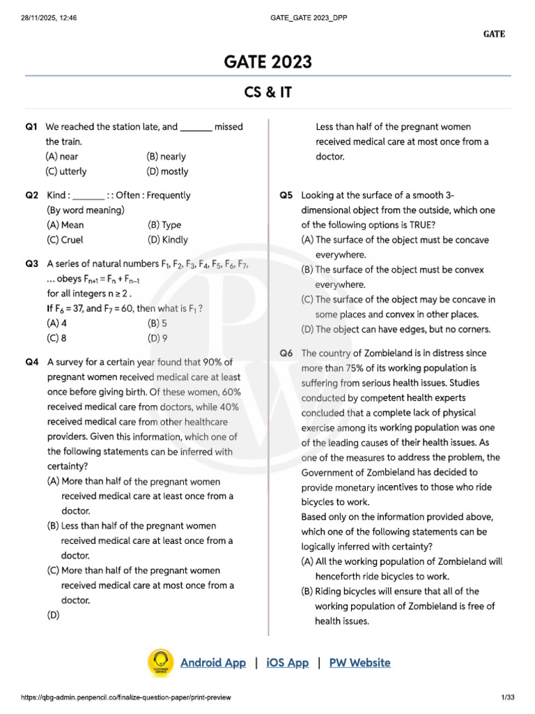 Gate 2023 Pyq | PDF