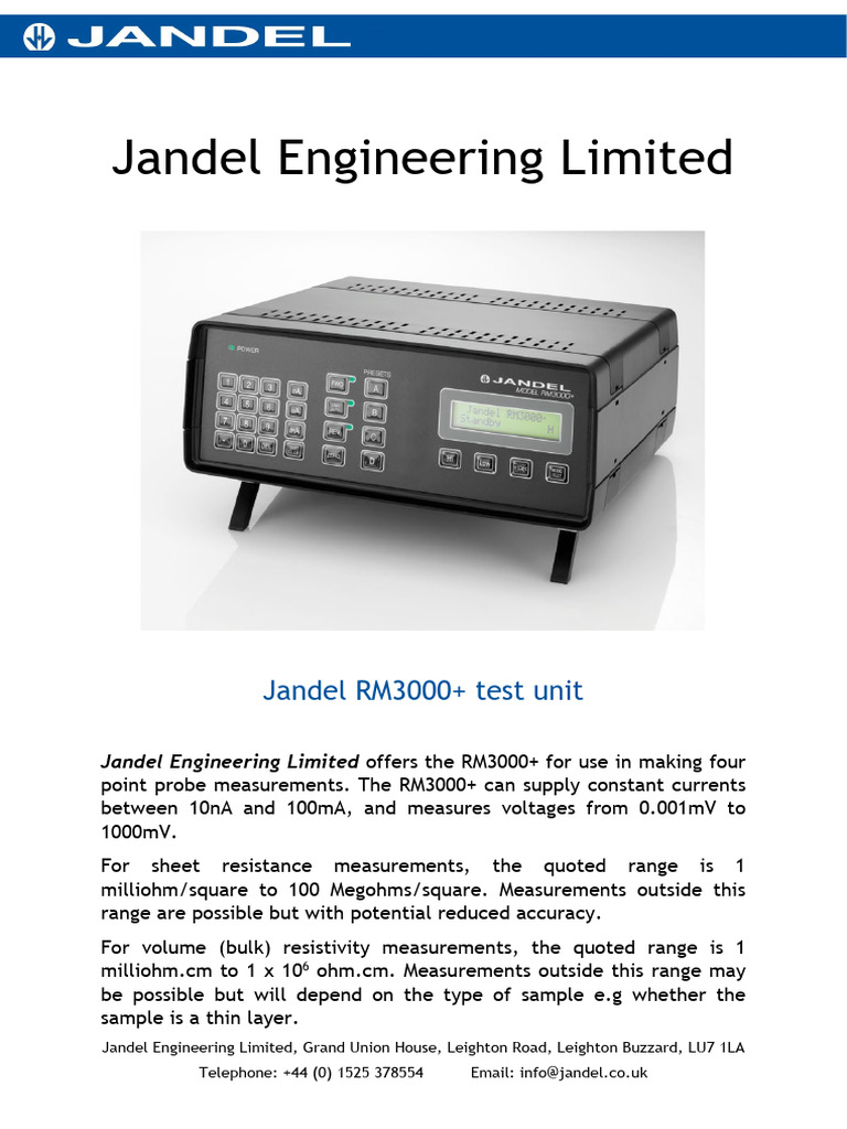 Jandel RM3000 Plus | PDF | Resistor | Manufactured Goods