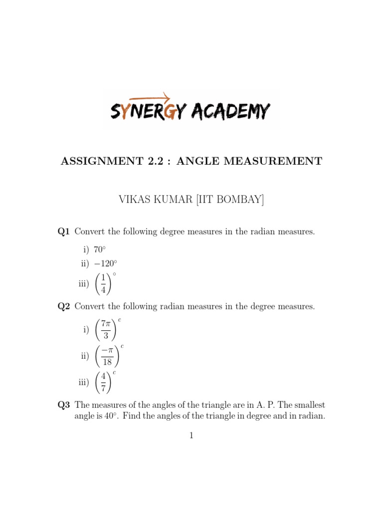 Assignment 2.2 Angle Measurement | PDF | Circle | Angle