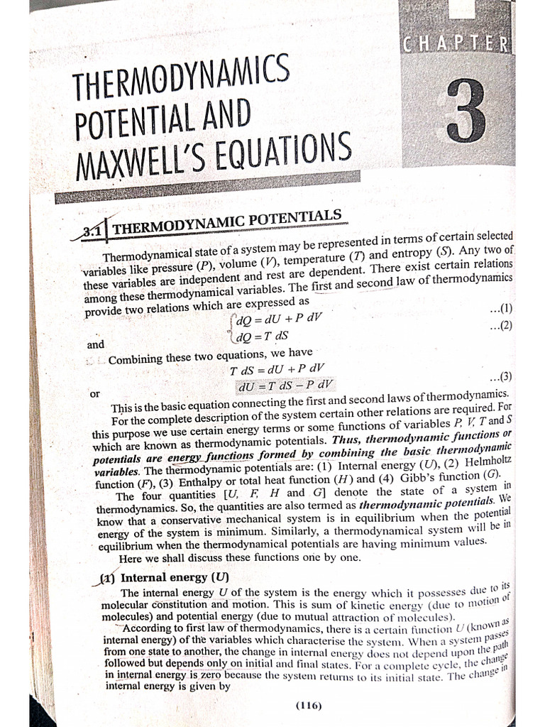 Thermodynamic Potentials and Maxwell's Equations | PDF