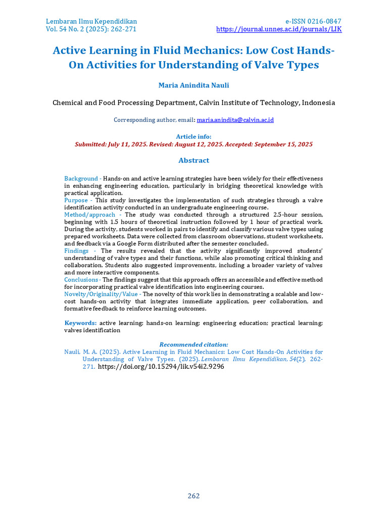 Active Learning in Fluid Mechanics: Low Cost Hands-On Activities For ...