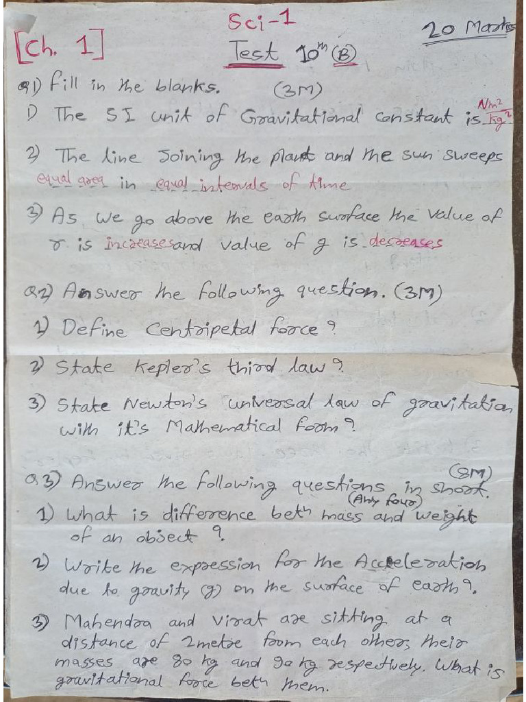 Class Test Papers | PDF
