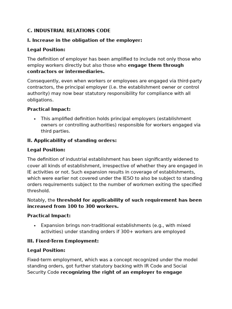 IR Code Changes | PDF | Employment | Strike Action