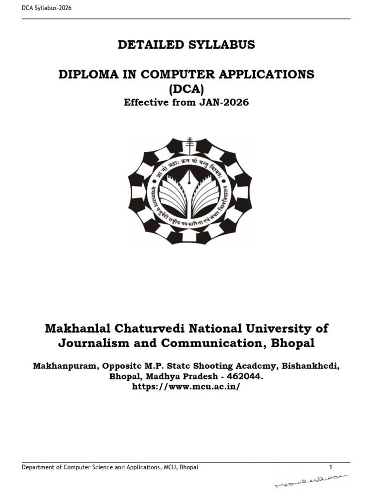 DCA Syllabus 2026 | PDF | Adobe Photoshop | Databases