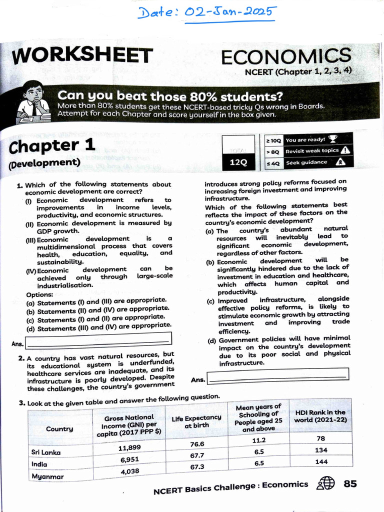 Chapter 1 Development Economics | PDF | Gross Domestic Product | Literacy