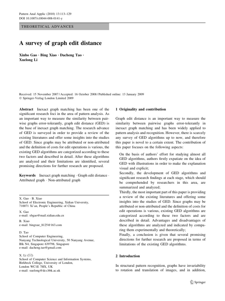 A Survey of Graph Edit Distance | PDF | Vertex (Graph Theory) | Cluster ...