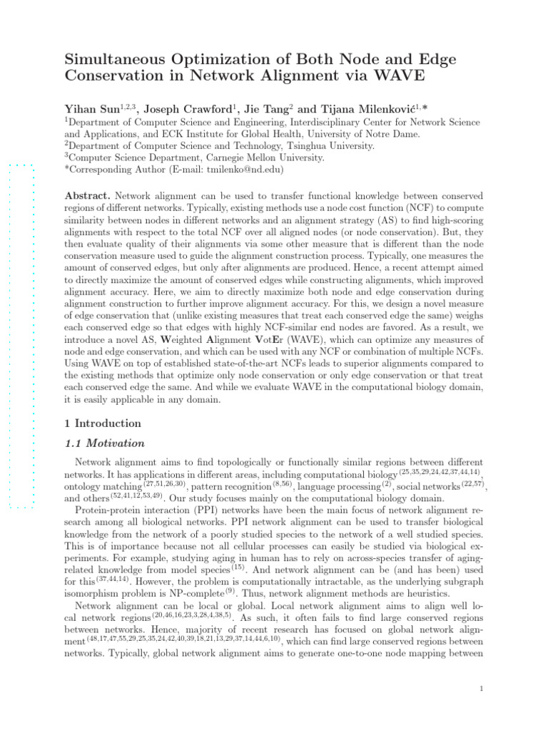 Simultaneous Optimization of Both Node and Edge Conservation in Network ...