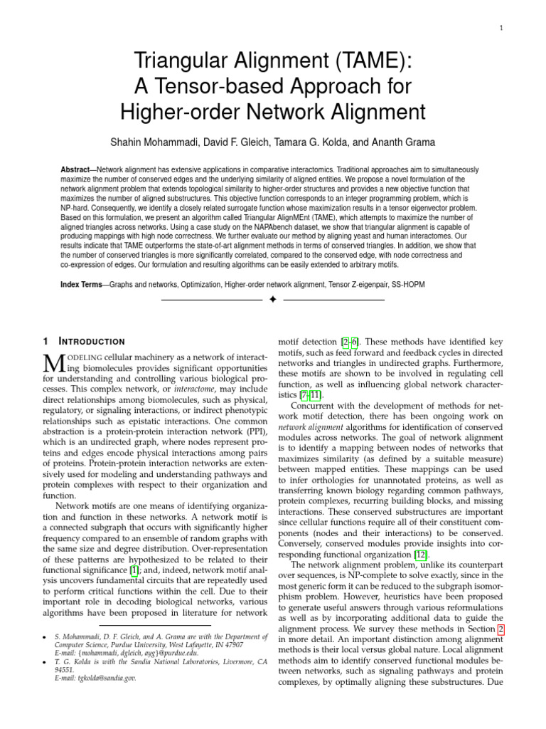 Triangular Alignment (TAME) - A Tensor-Based Approach For Higher-Order ...
