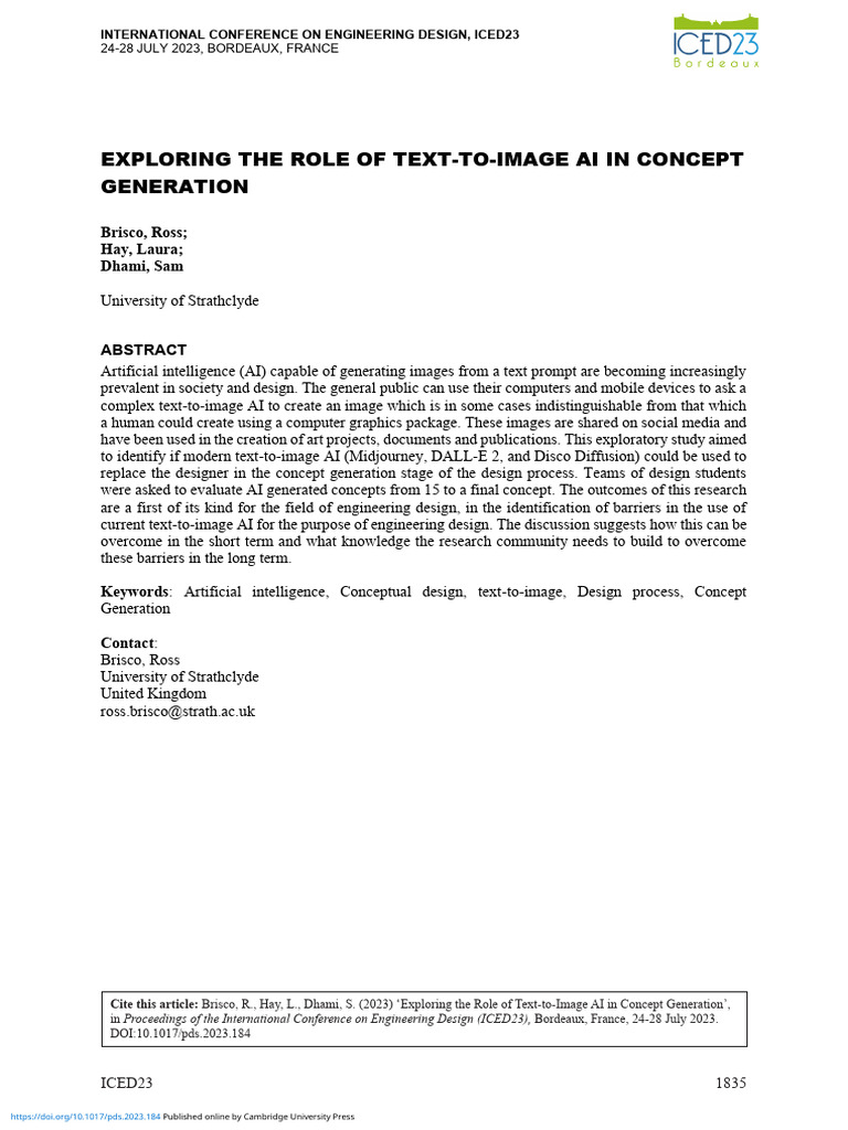 Exploring The Role of Text-To-image Ai in Concept | PDF | Artificial ...