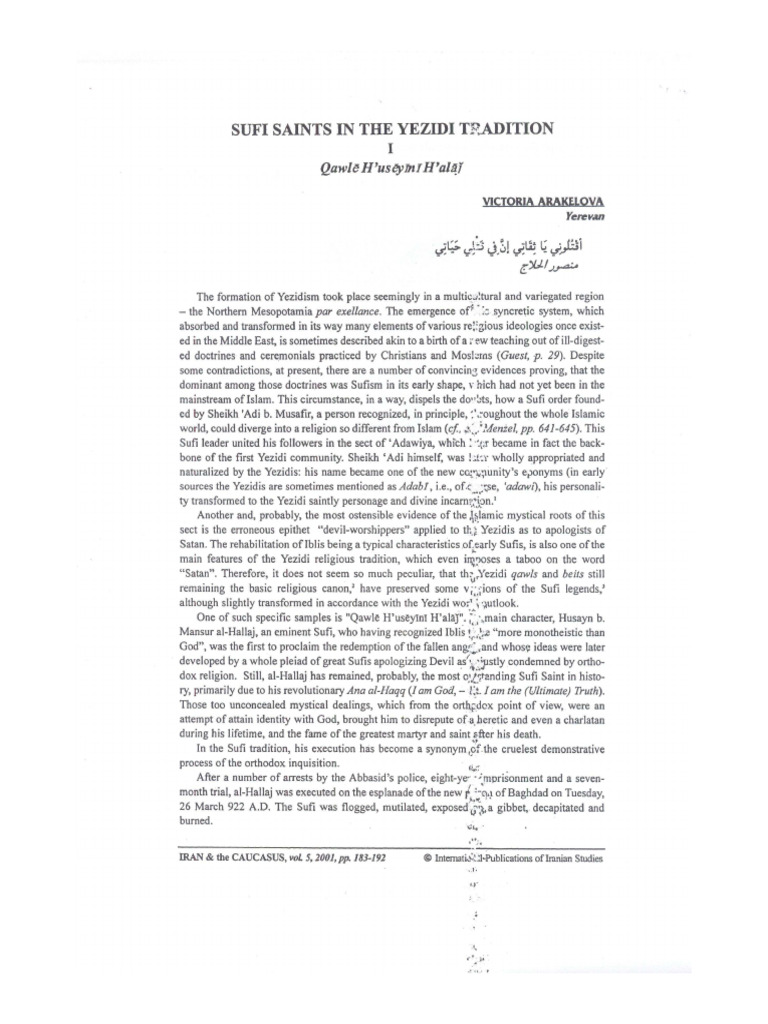 Sufi Saints in The Yezidi Tradition | PDF