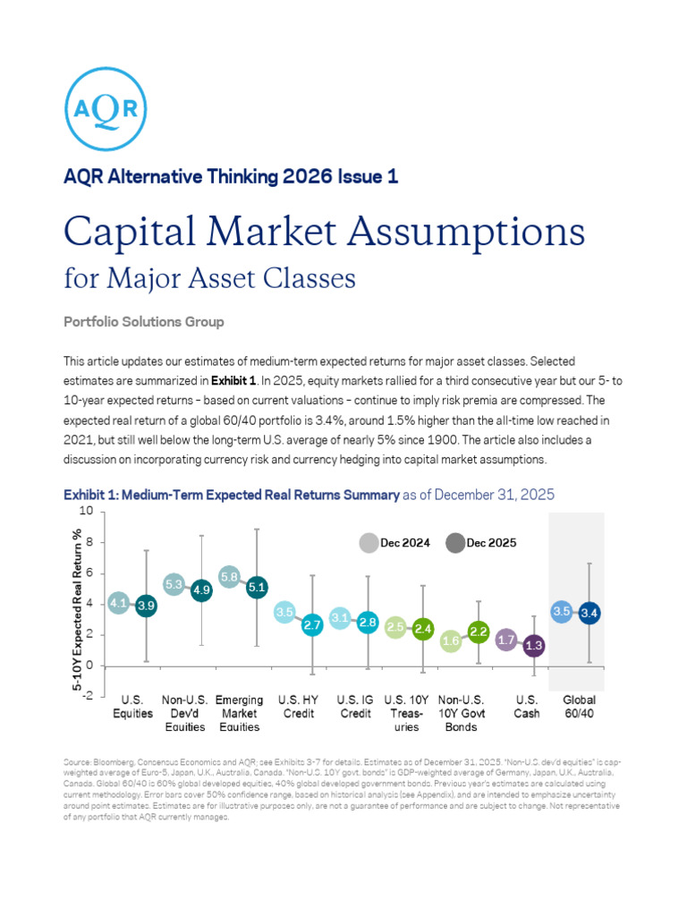 2026 AQR Alternative Thinking - 2026 Capital Market Assumptions | PDF ...