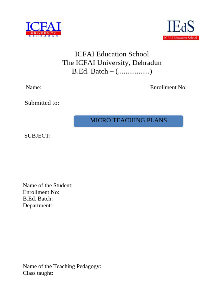Micro Teaching Lesson Plan Format-Updated | PDF