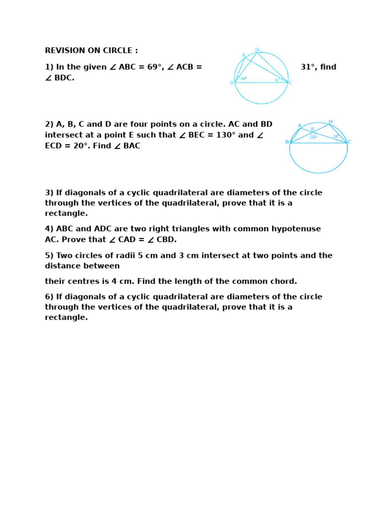 Revision On Circle | PDF