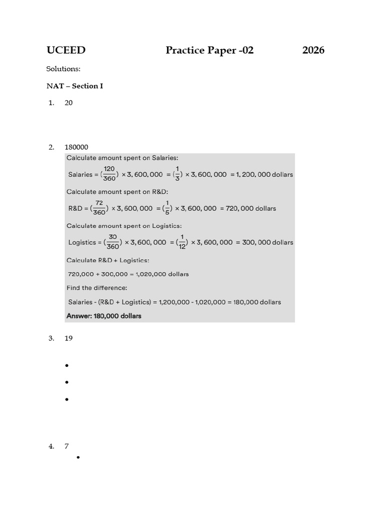 UCEED Practice Paper - 02 - 2026 Solutions | PDF | Sphere