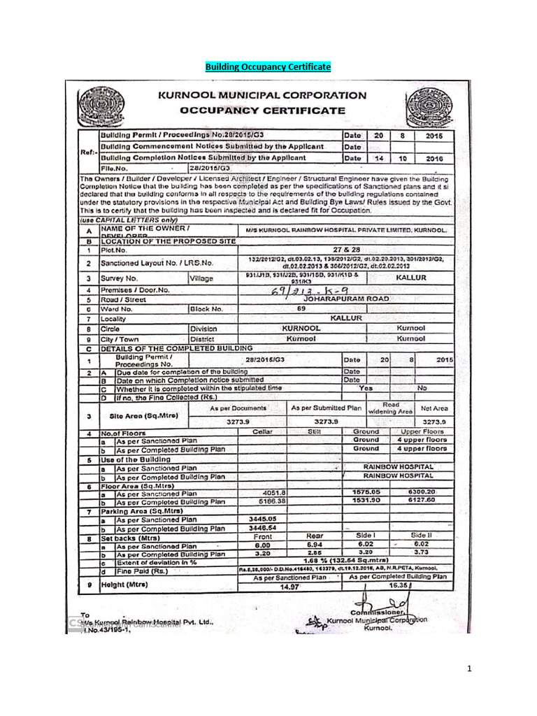 Occupancy Certificate | PDF