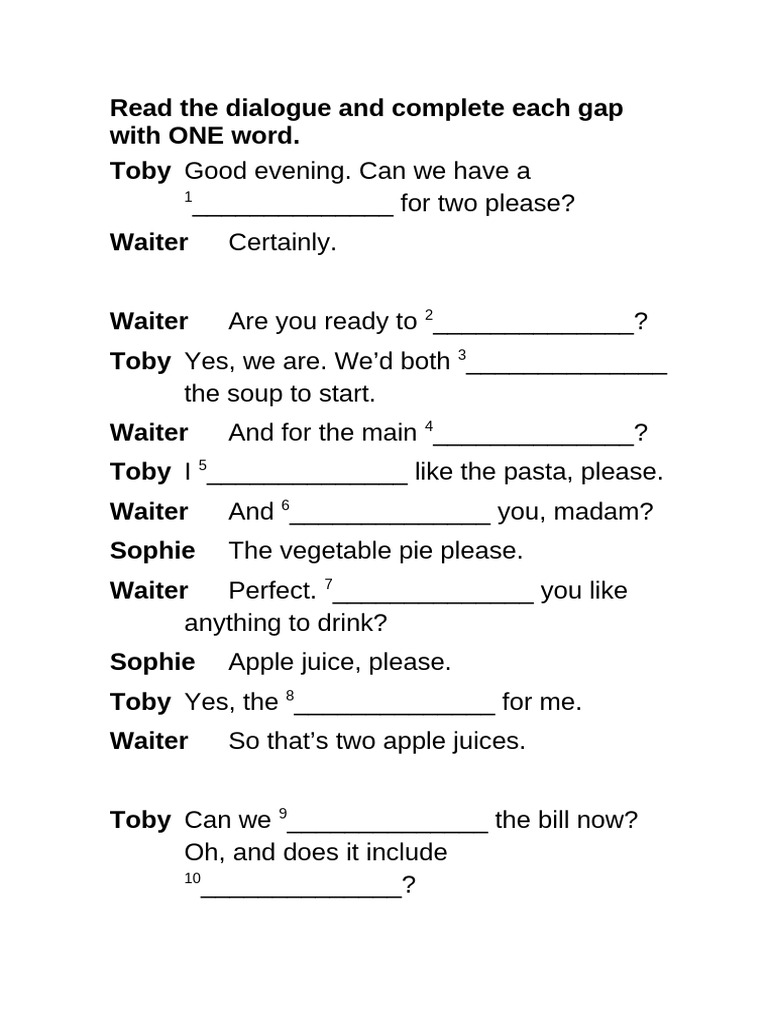 Read The Dialogue and Complete Each Gap With ONE Word | PDF