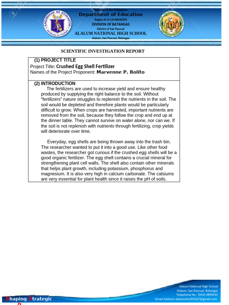 Simple Scientific Report Template | PDF | Fertilizer | Soil
