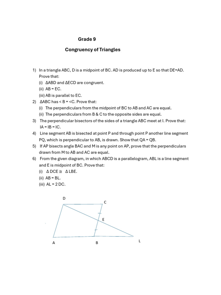Gr9 Rev T1 Congruency of Triangles 2024-25 | PDF | Euclidean Geometry ...