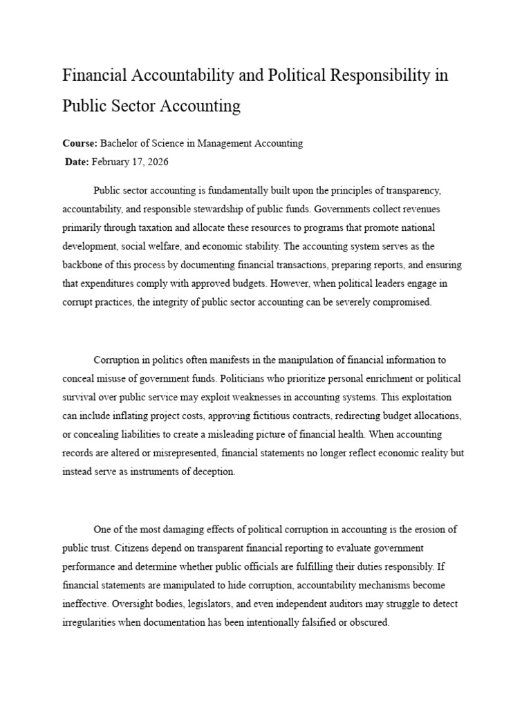 Financial Accountability and Political Responsibility in Public Sector ...