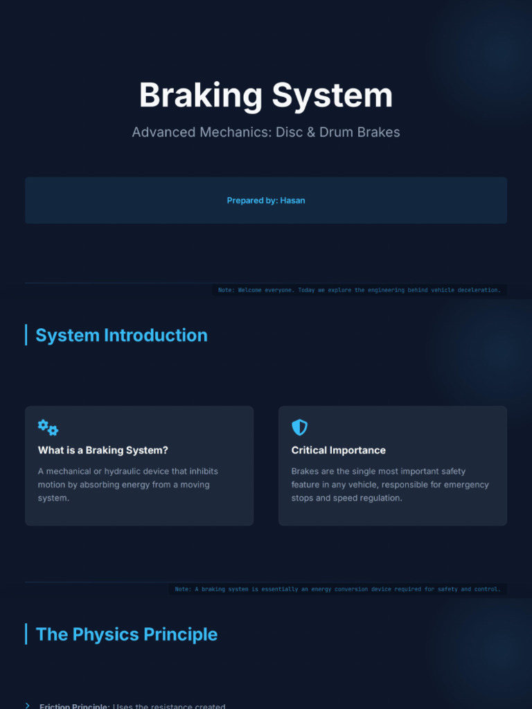 Braking Systems in Motorcycles and Automobiles | PDF