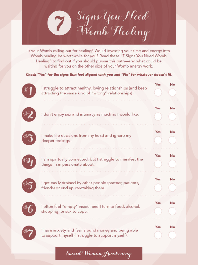 7 Signs For Womb Healing | PDF | Behavioural Sciences | Psychology