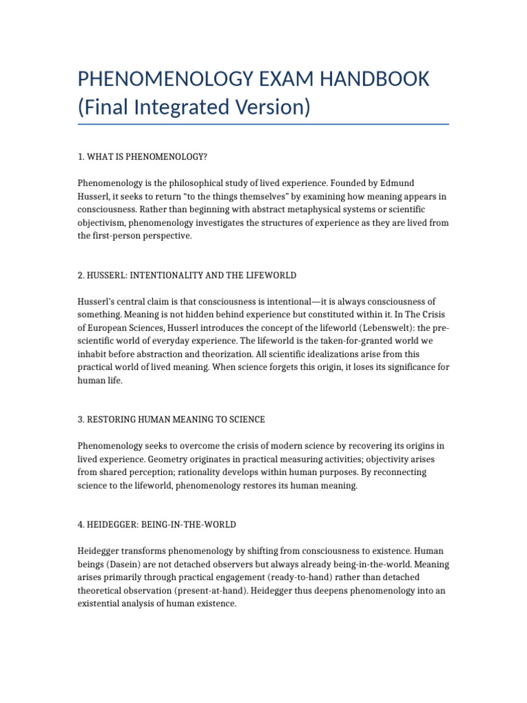 Full Phenomenology Exam Handbook Final | PDF | Phenomenology ...
