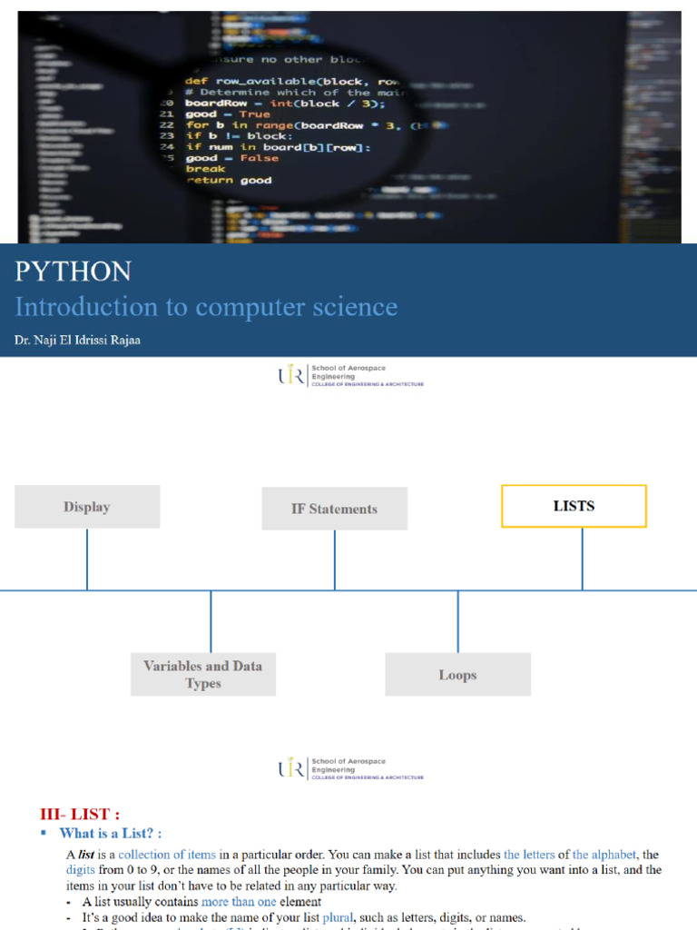 Section List Tuples Dictionary | PDF