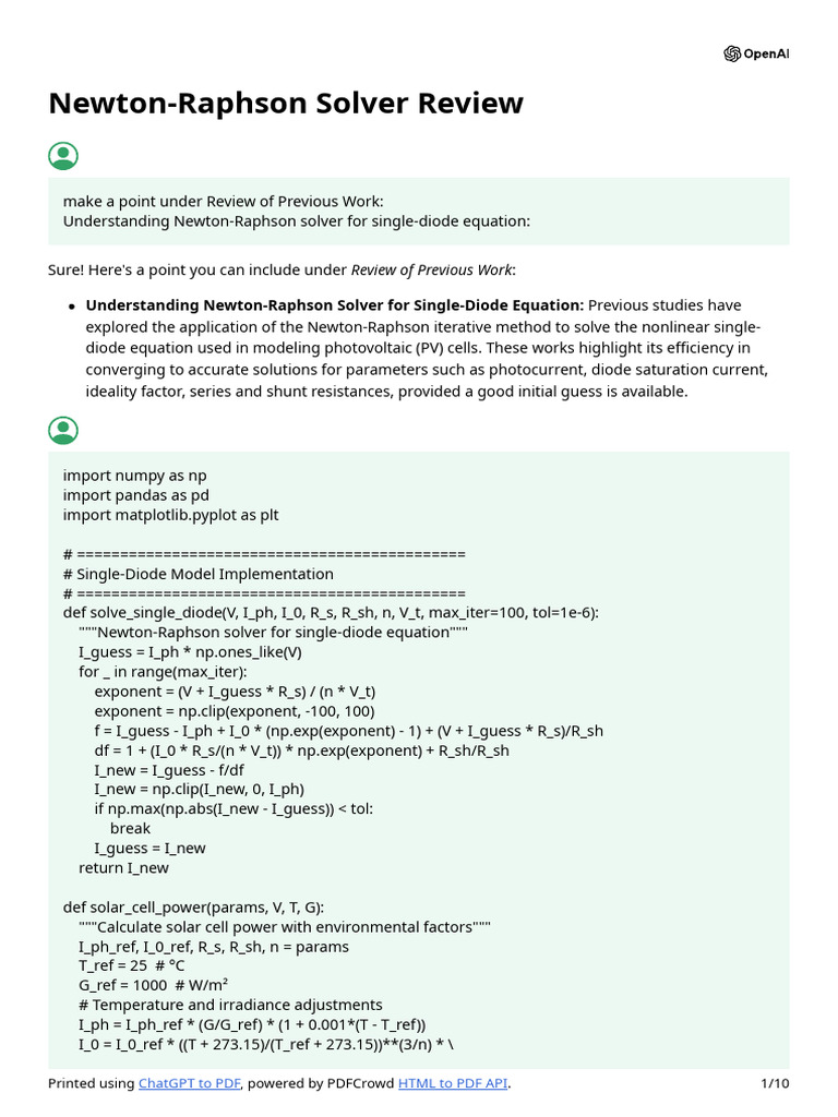 Newton-Raphson Solver Review | PDF