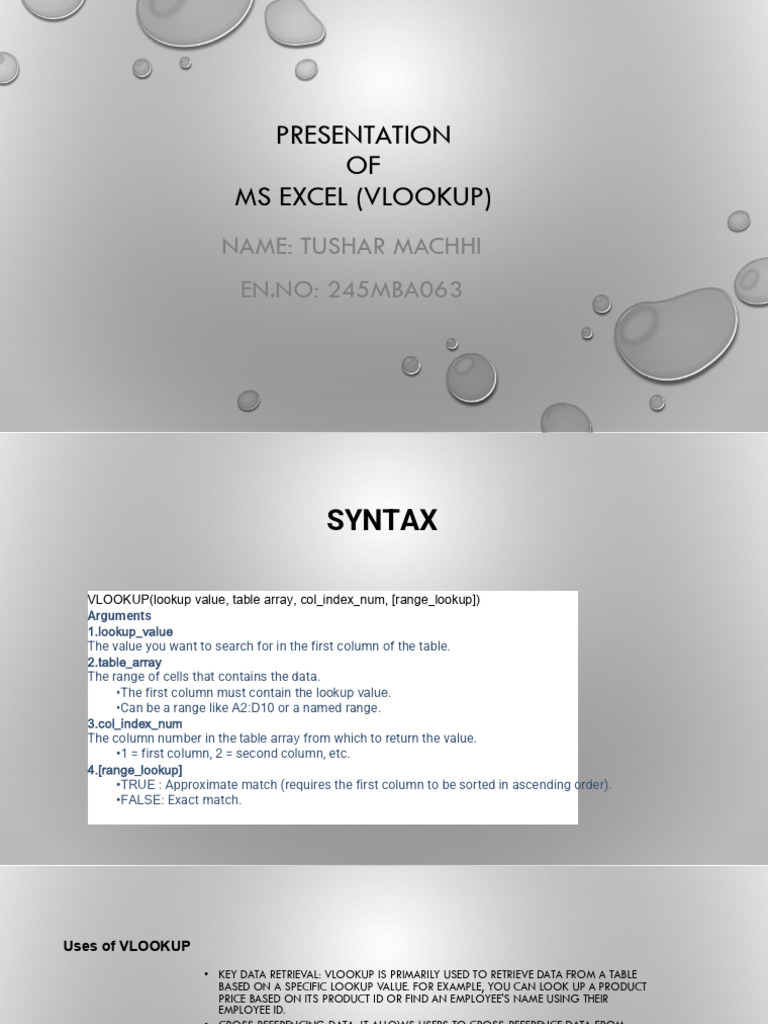Vlookup Advance Excel Presentation | PDF