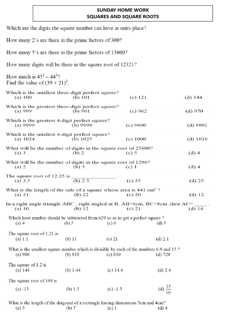 Square and Square Roots | PDF
