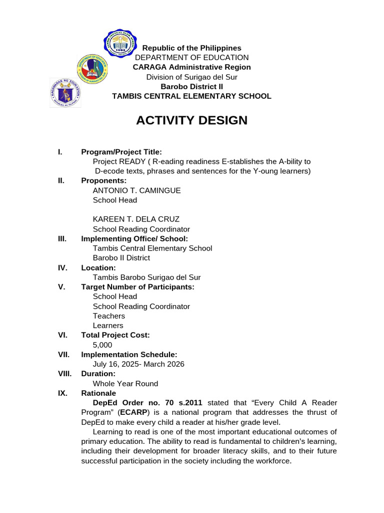 Project Ready Activity Design | PDF | Psycholinguistics | Learning