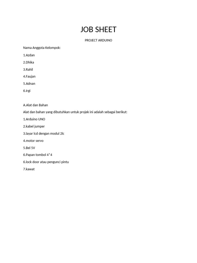 Job Sheet | PDF