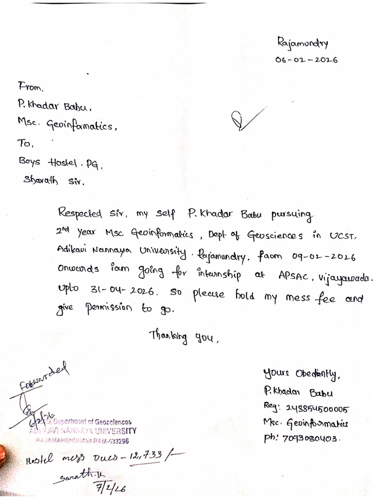 Permission Letter From Hostel | PDF