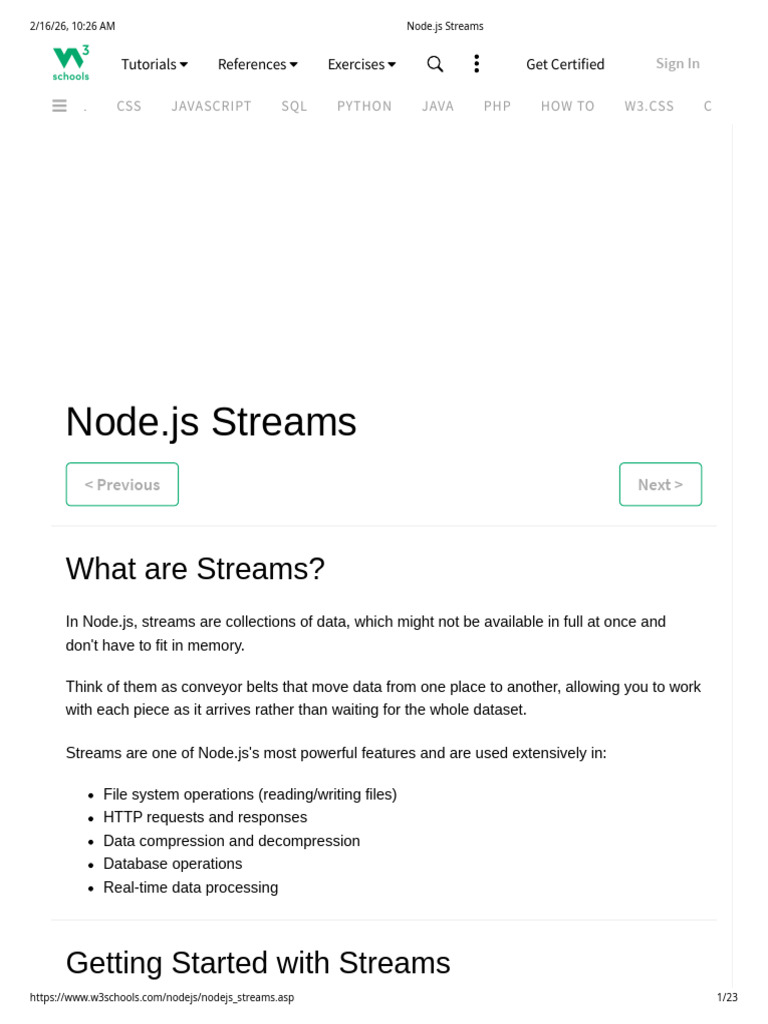 Node - Js Streams | PDF | Php | Java Script