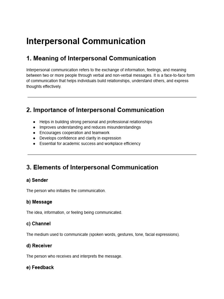 Interpersonal Communication | PDF | Communication | Interpersonal ...