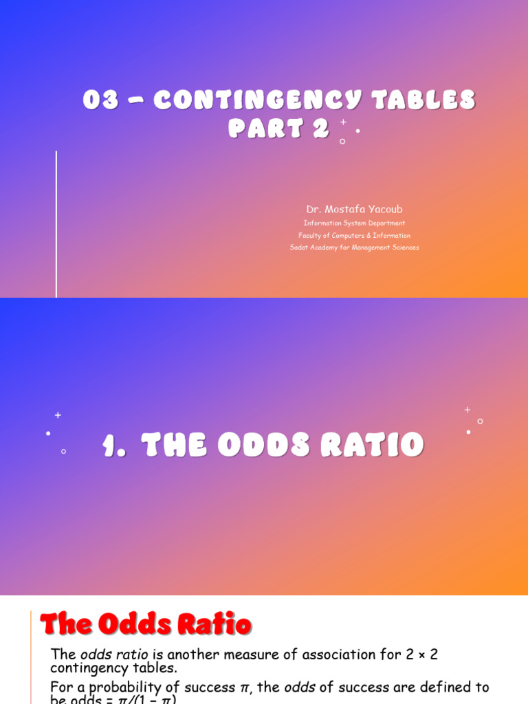 FCI - Categorical Data Analysis - 03 Contingency Tables Part 2 | PDF ...