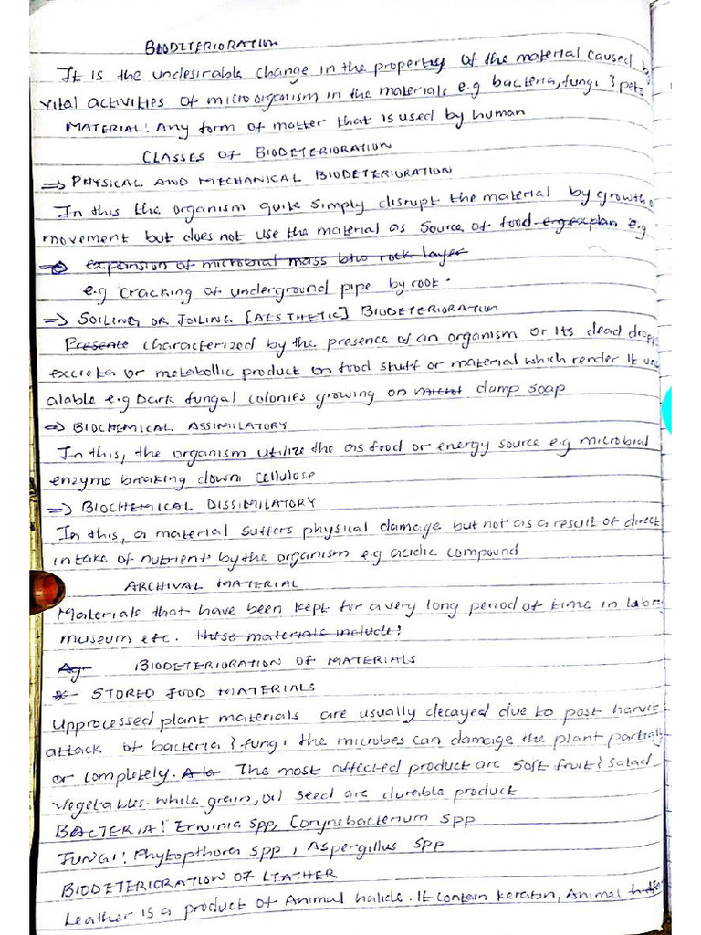 Bio Deterioration (Hand Writing) | PDF