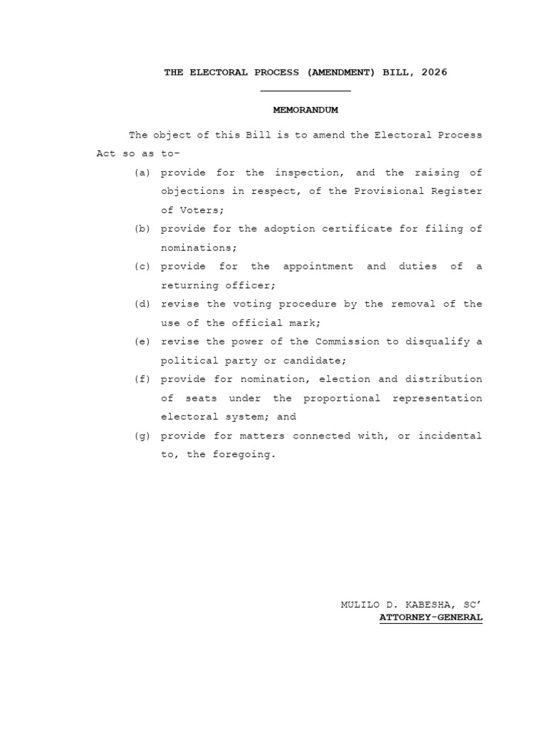 02.05.26 The Electoral Process Amendment Bill 2026 | PDF | Voting ...