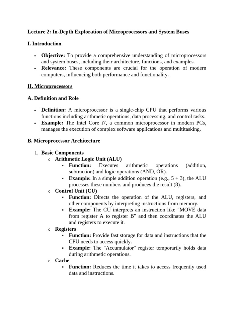 Lecture#2 (Microprocessor and System Buses) | PDF | Central Processing ...