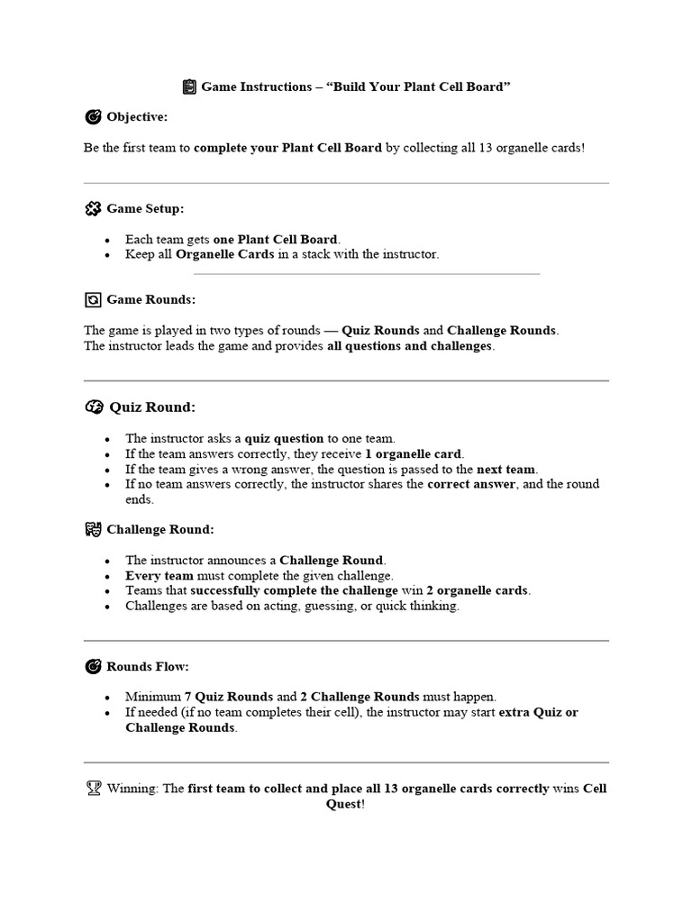 Plant Cell Boardgame | PDF | Cell (Biology) | Cytoplasm