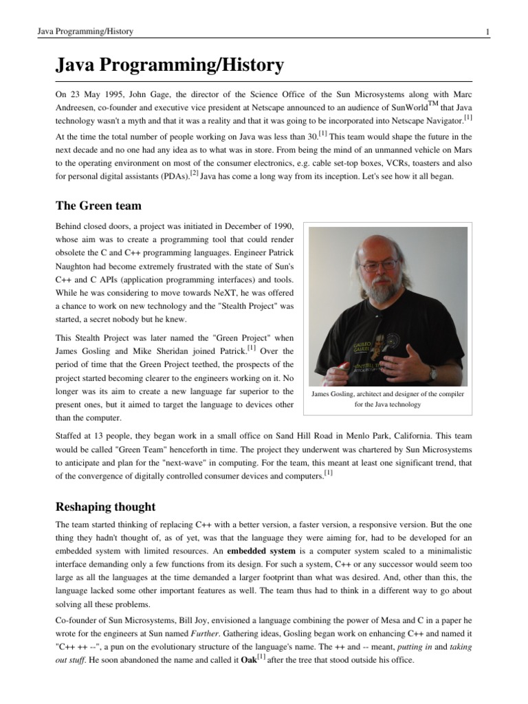 History of the Java™ programming language | PDF | Java (Programming ...