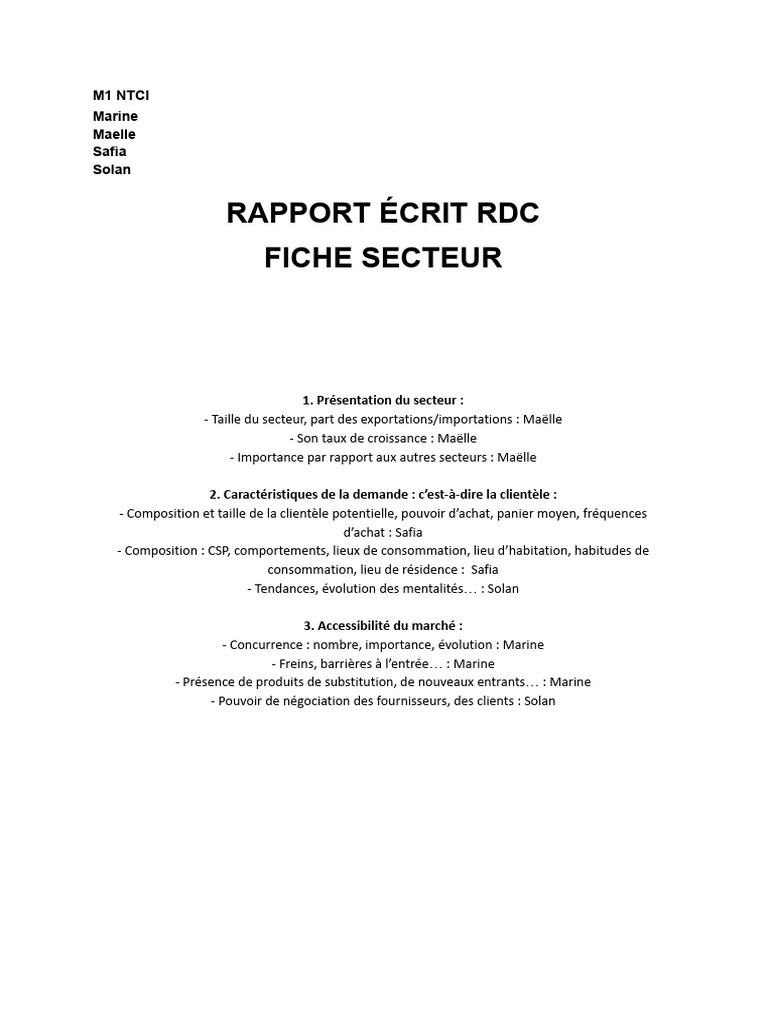 Fichesecteur RDC | PDF | Industrie alimentaire | Chocolat
