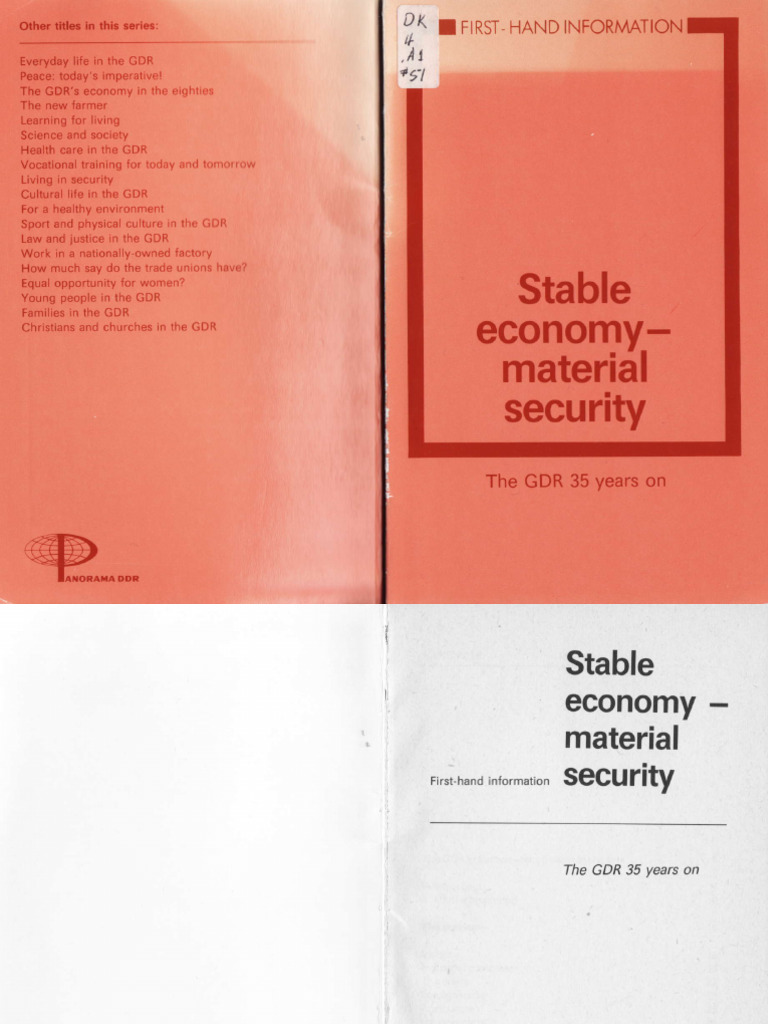 Stable Economy-Material Security - The GDR 35 Years On | PDF | Economies