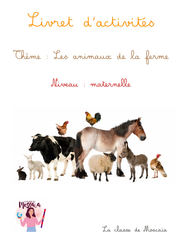 Livret Activités Animaux Ferme La Classe de Moscaia 2 | PDF | Cochon ...